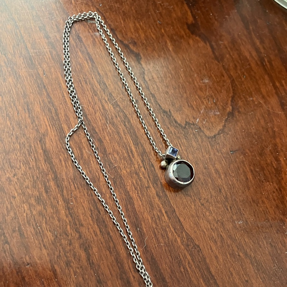 Garnet Amethyst Sterling Silver Necklace